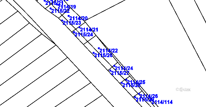 Parcela st. 2114/23 v KÚ Ždánice, Katastrální mapa