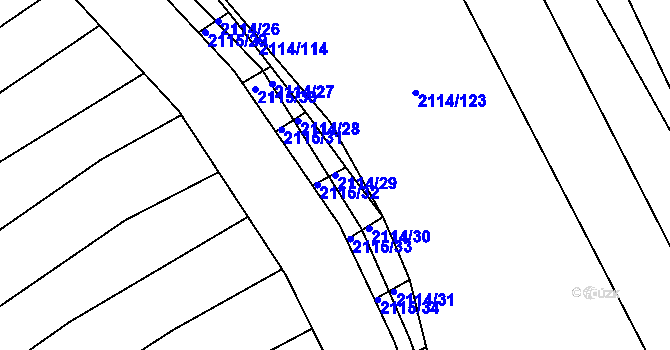 Parcela st. 2114/29 v KÚ Ždánice, Katastrální mapa