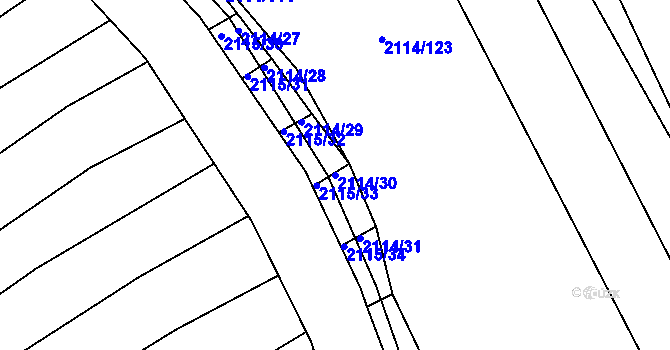 Parcela st. 2114/30 v KÚ Ždánice, Katastrální mapa