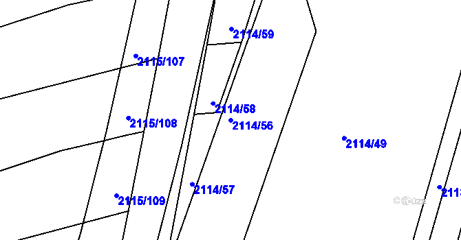 Parcela st. 2114/56 v KÚ Ždánice, Katastrální mapa
