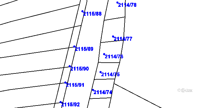 Parcela st. 2114/76 v KÚ Ždánice, Katastrální mapa