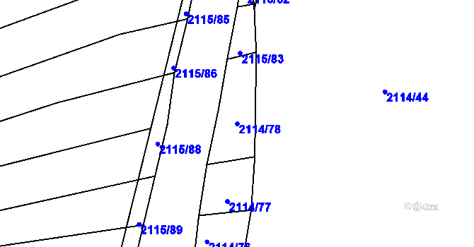 Parcela st. 2114/78 v KÚ Ždánice, Katastrální mapa