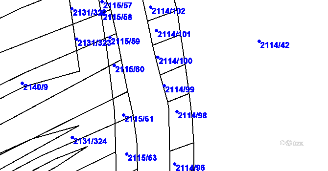 Parcela st. 2114/99 v KÚ Ždánice, Katastrální mapa