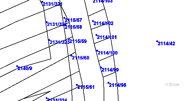 Parcela st. 2114/100 v KÚ Ždánice, Katastrální mapa