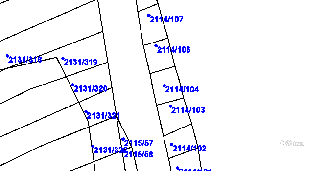 Parcela st. 2114/104 v KÚ Ždánice, Katastrální mapa