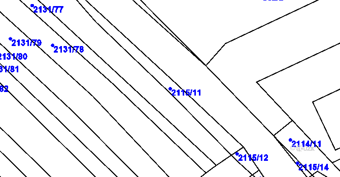 Parcela st. 2115/11 v KÚ Ždánice, Katastrální mapa