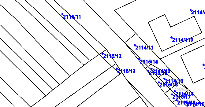 Parcela st. 2115/12 v KÚ Ždánice, Katastrální mapa
