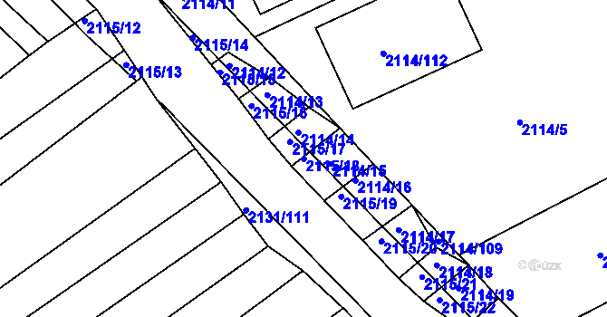 Parcela st. 2115/18 v KÚ Ždánice, Katastrální mapa