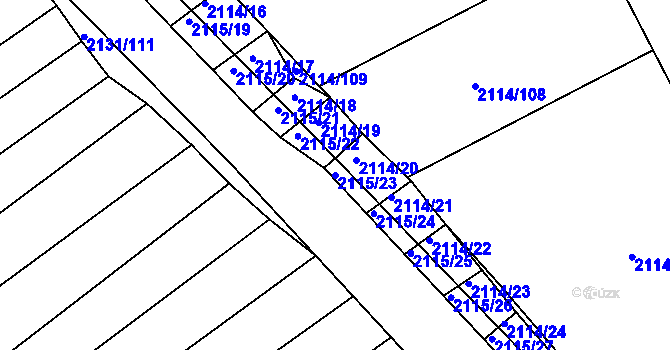 Parcela st. 2115/23 v KÚ Ždánice, Katastrální mapa