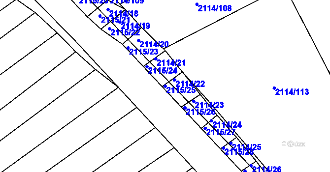 Parcela st. 2115/25 v KÚ Ždánice, Katastrální mapa