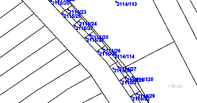 Parcela st. 2115/29 v KÚ Ždánice, Katastrální mapa