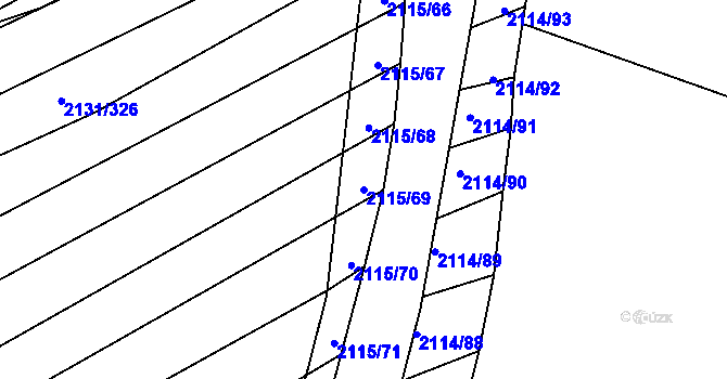 Parcela st. 2115/69 v KÚ Ždánice, Katastrální mapa