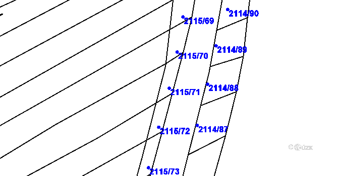 Parcela st. 2115/71 v KÚ Ždánice, Katastrální mapa