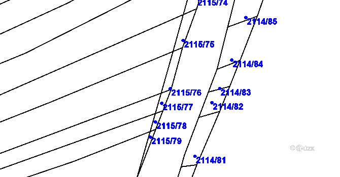 Parcela st. 2115/76 v KÚ Ždánice, Katastrální mapa