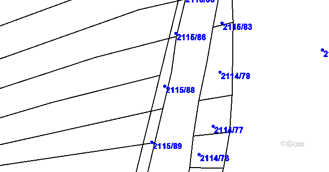 Parcela st. 2115/88 v KÚ Ždánice, Katastrální mapa