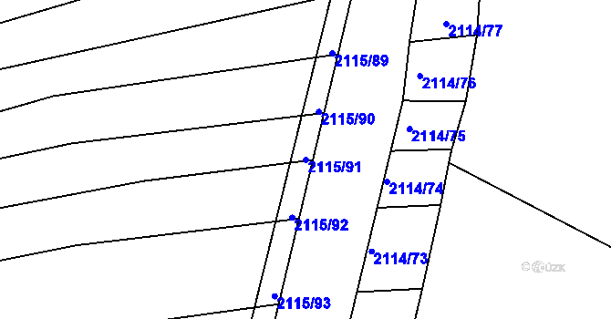 Parcela st. 2115/91 v KÚ Ždánice, Katastrální mapa