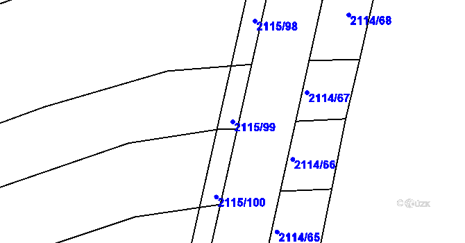 Parcela st. 2115/99 v KÚ Ždánice, Katastrální mapa