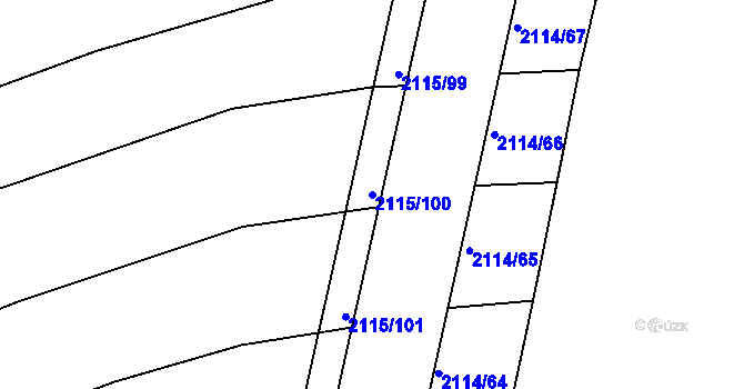 Parcela st. 2115/100 v KÚ Ždánice, Katastrální mapa