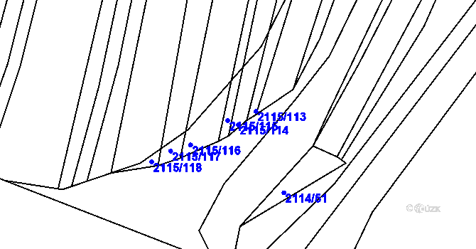 Parcela st. 2115/114 v KÚ Ždánice, Katastrální mapa