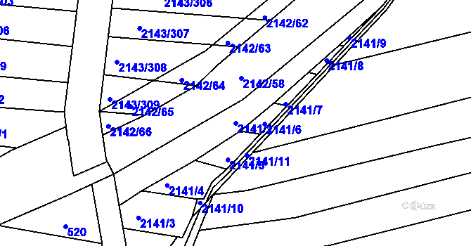 Parcela st. 2141/1 v KÚ Ždánice, Katastrální mapa