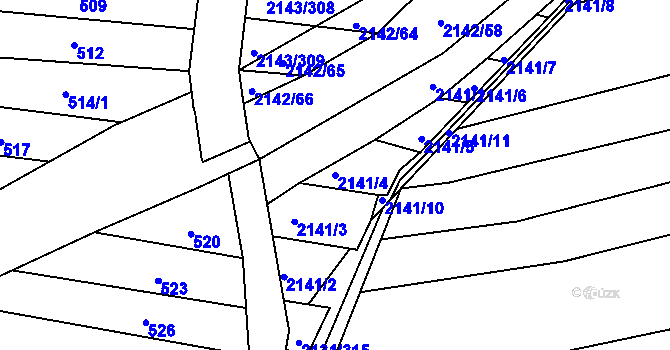 Parcela st. 2141/4 v KÚ Ždánice, Katastrální mapa