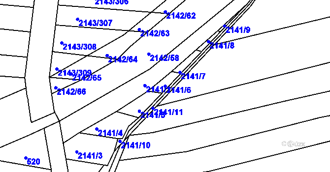 Parcela st. 2141/6 v KÚ Ždánice, Katastrální mapa