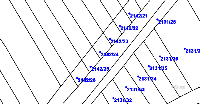 Parcela st. 2142/24 v KÚ Ždánice, Katastrální mapa
