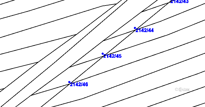 Parcela st. 2142/45 v KÚ Ždánice, Katastrální mapa