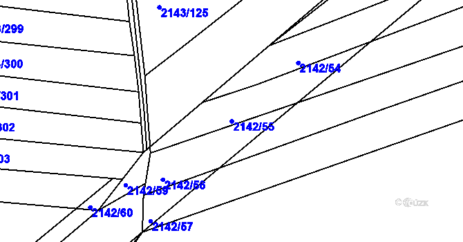 Parcela st. 2142/55 v KÚ Ždánice, Katastrální mapa