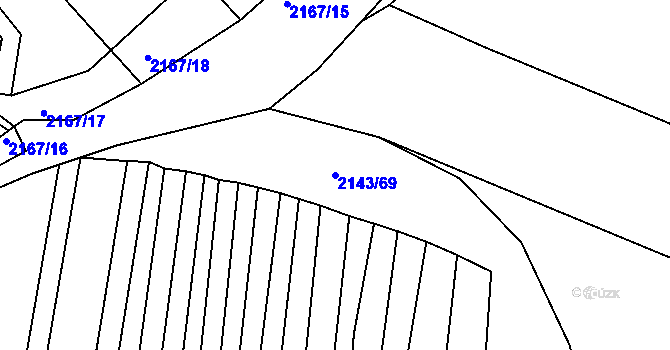 Parcela st. 2143/69 v KÚ Ždánice, Katastrální mapa