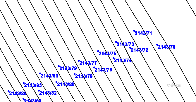 Parcela st. 2143/75 v KÚ Ždánice, Katastrální mapa