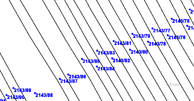 Parcela st. 2143/83 v KÚ Ždánice, Katastrální mapa