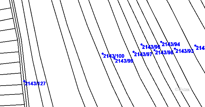 Parcela st. 2143/100 v KÚ Ždánice, Katastrální mapa