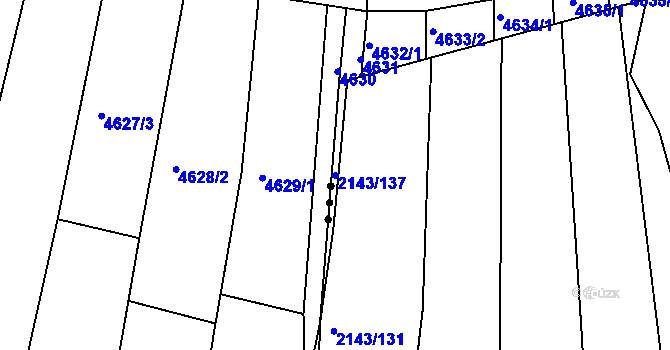 Parcela st. 2143/137 v KÚ Ždánice, Katastrální mapa