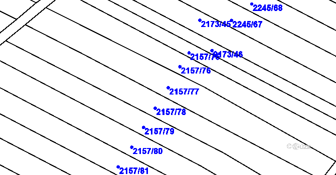 Parcela st. 2157/77 v KÚ Ždánice, Katastrální mapa