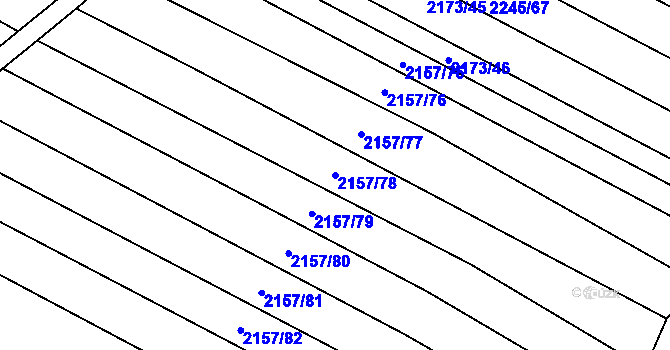 Parcela st. 2157/78 v KÚ Ždánice, Katastrální mapa