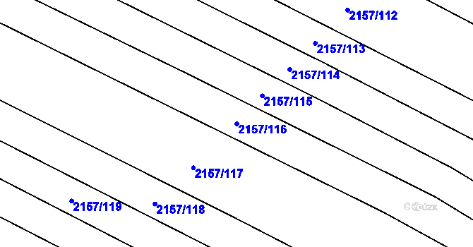 Parcela st. 2157/116 v KÚ Ždánice, Katastrální mapa