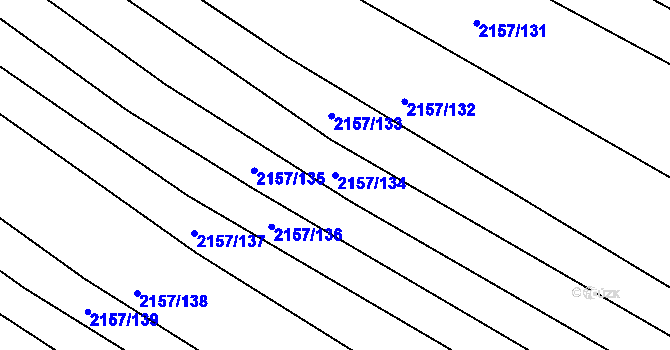 Parcela st. 2157/134 v KÚ Ždánice, Katastrální mapa