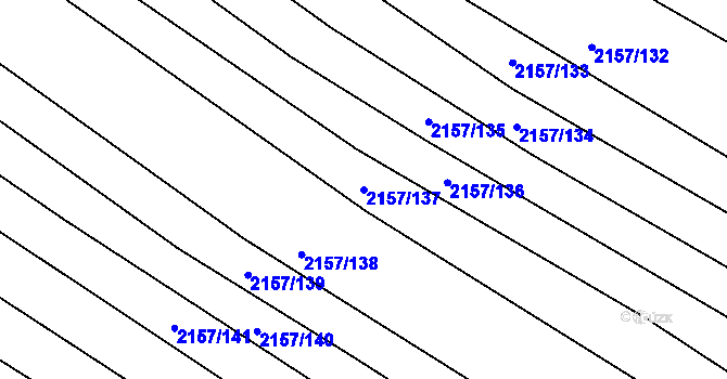 Parcela st. 2157/137 v KÚ Ždánice, Katastrální mapa