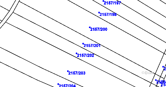 Parcela st. 2157/201 v KÚ Ždánice, Katastrální mapa