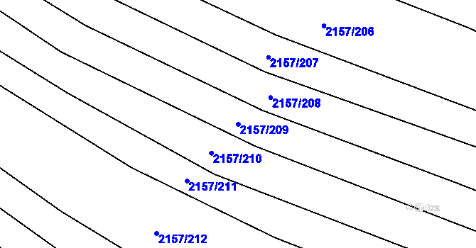 Parcela st. 2157/209 v KÚ Ždánice, Katastrální mapa