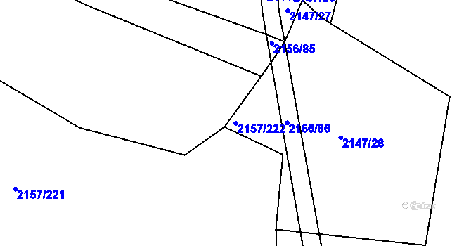 Parcela st. 2157/222 v KÚ Ždánice, Katastrální mapa