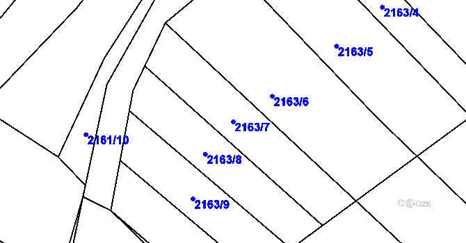 Parcela st. 2163/7 v KÚ Ždánice, Katastrální mapa