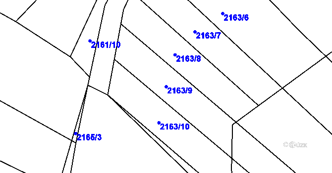 Parcela st. 2163/9 v KÚ Ždánice, Katastrální mapa