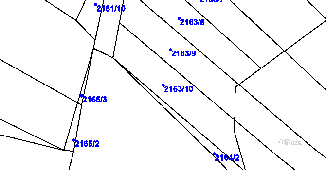 Parcela st. 2163/10 v KÚ Ždánice, Katastrální mapa