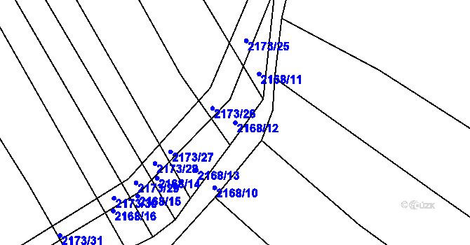 Parcela st. 2168/12 v KÚ Ždánice, Katastrální mapa