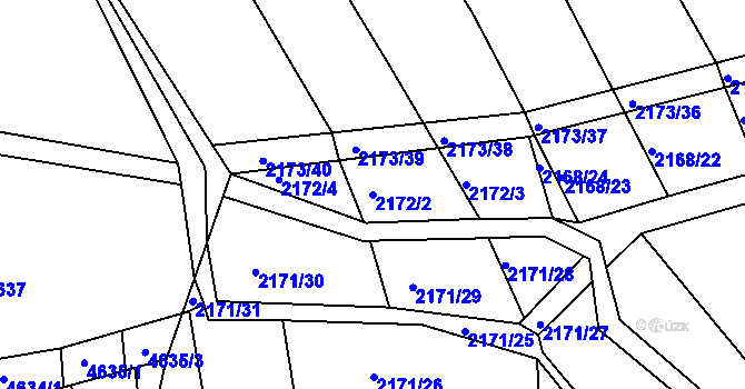 Parcela st. 2172/2 v KÚ Ždánice, Katastrální mapa