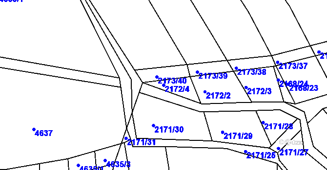 Parcela st. 2172/4 v KÚ Ždánice, Katastrální mapa
