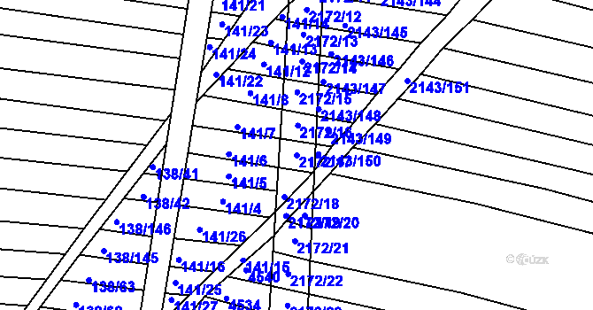 Parcela st. 2172/17 v KÚ Ždánice, Katastrální mapa