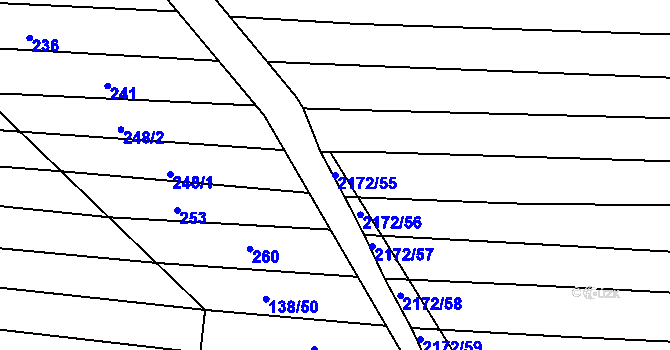 Parcela st. 2172/55 v KÚ Ždánice, Katastrální mapa